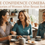 Woman after breast reduction surgery discussing improved comfort and confidence