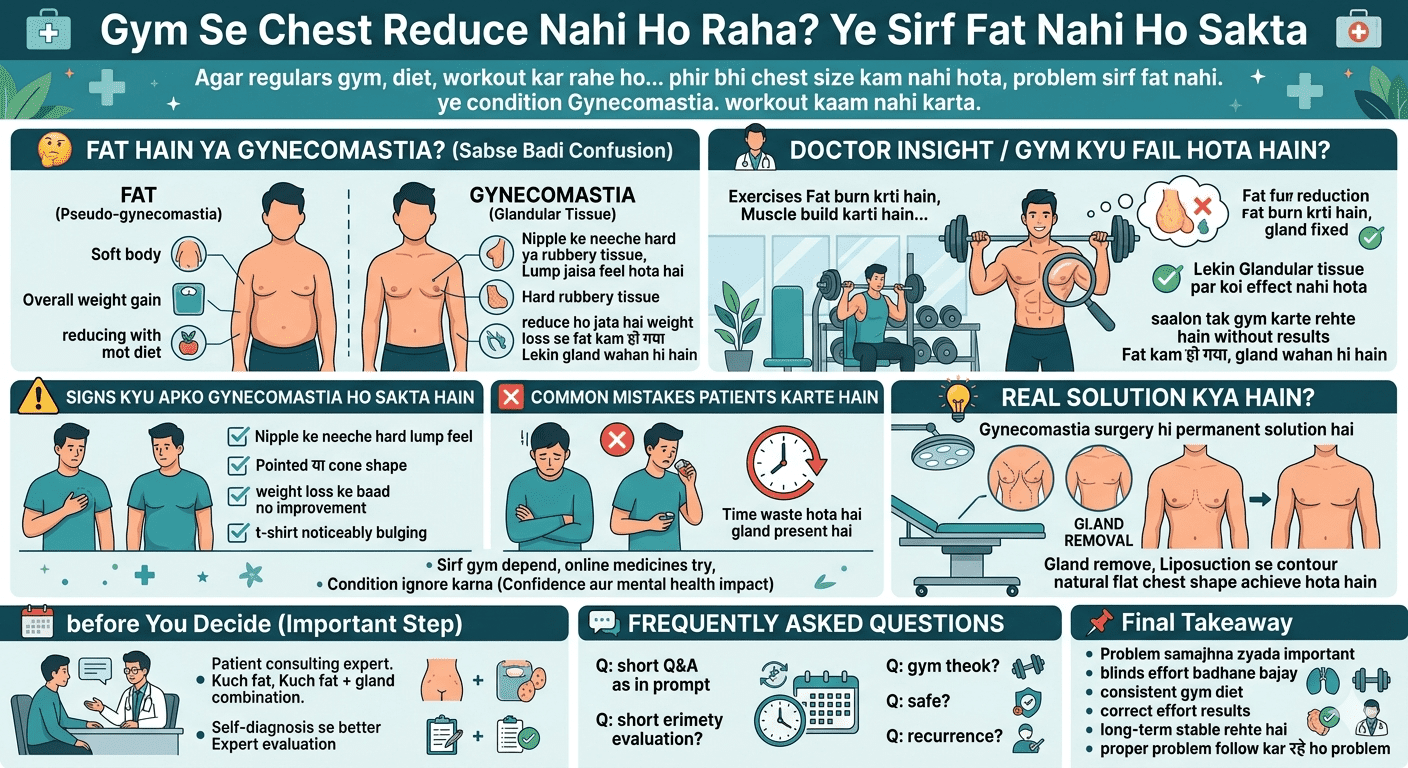 Gym ke baad bhi chest reduce na hone ke possible reasons including gynecomastia
