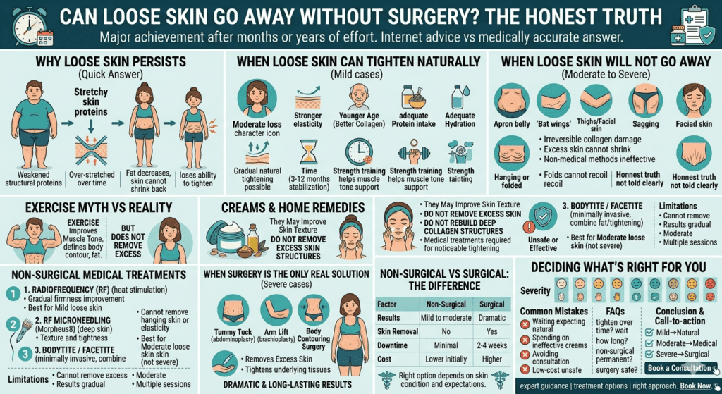 Honest truth about whether loose skin can go away without surgery