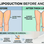 Before and after results of thigh liposuction for slimmer legs