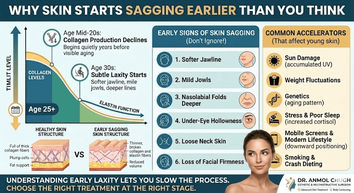 Early signs and causes of skin sagging and collagen loss