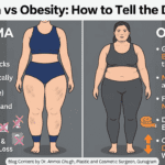 Comparison of lipedema and obesity showing key differences in symptoms and fat distribution