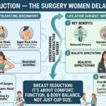 Woman experiencing relief and improved comfort after breast reduction surgery