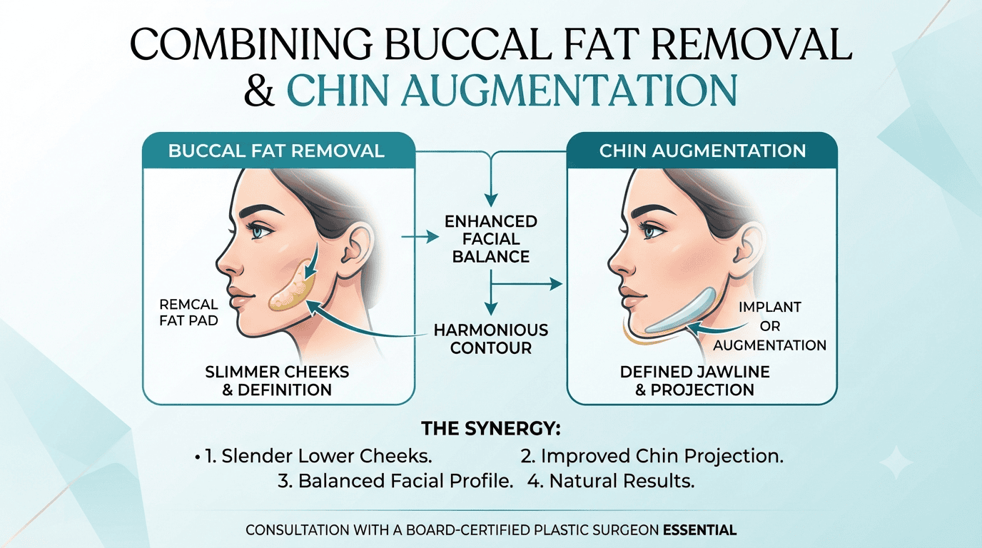 Dr. Anmol Chugh explaining combined buccal fat removal and chin augmentation for improved facial balance