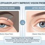 Dr. Anmol Chugh explaining how blepharoplasty can improve vision affected by droopy upper eyelids while enhancing facial appearance