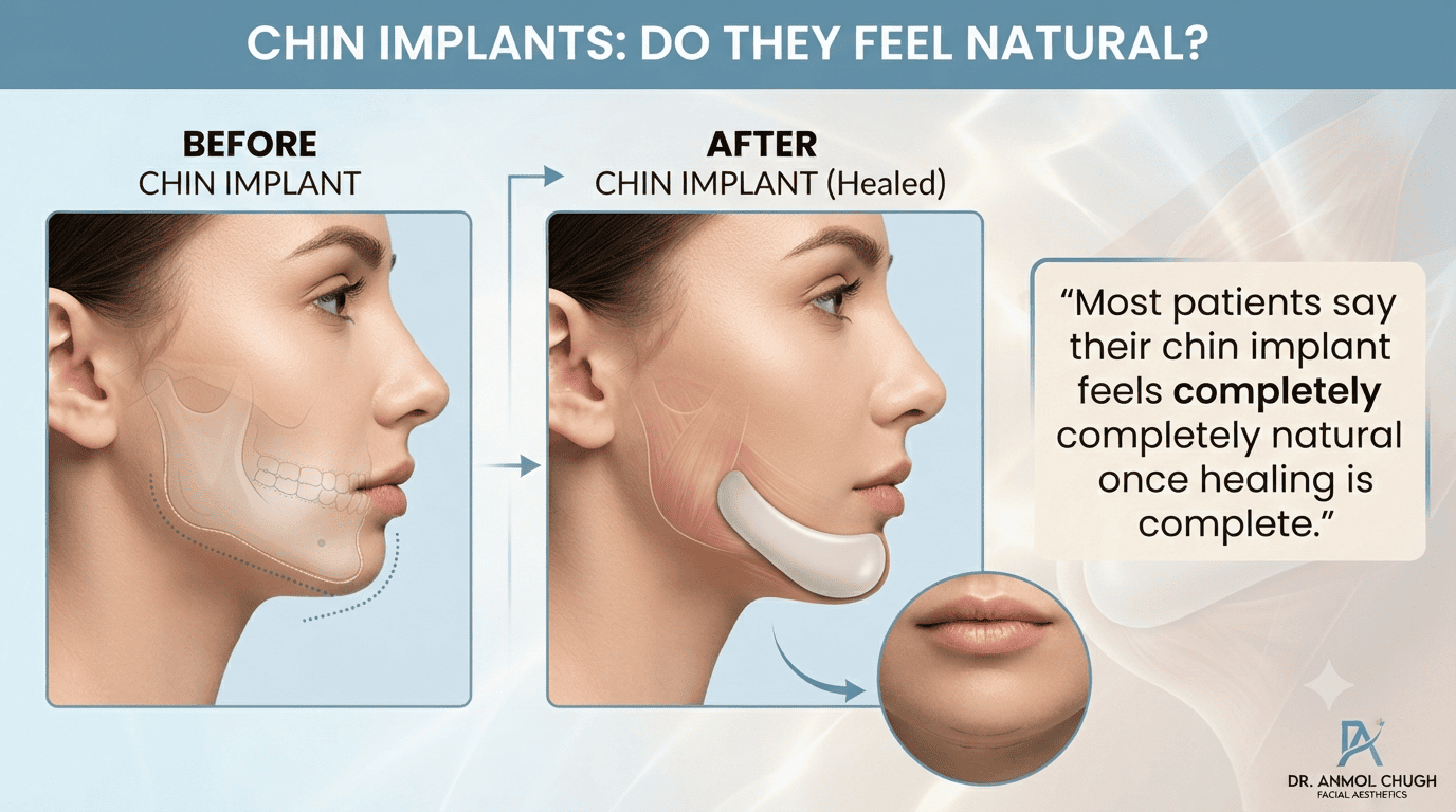Dr. Anmol Chugh explaining how chin implants feel after surgery and what patients can expect