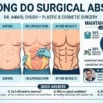 Dr. Anmol Chugh explaining how long surgical abs results last and how to maintain them