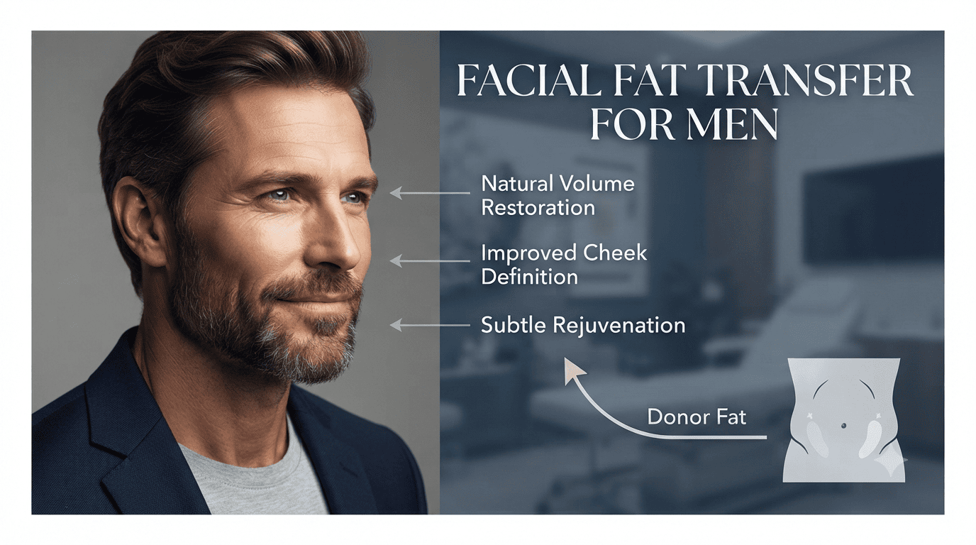 Dr. Anmol Chugh explaining the benefits, procedure, and growing popularity of facial fat transfer for men