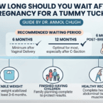 Dr. Anmol Chugh explaining the ideal time to wait after pregnancy before getting a tummy tuck surgery
