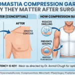 Dr. Anmol Chugh explaining the importance of compression garments after gynecomastia surgery